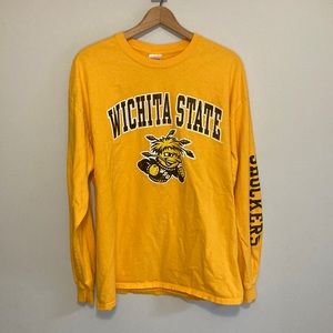 Wichita State Shockers Long Sleeve Tee T-shirt, Extra Large, Crewneck, yellow
